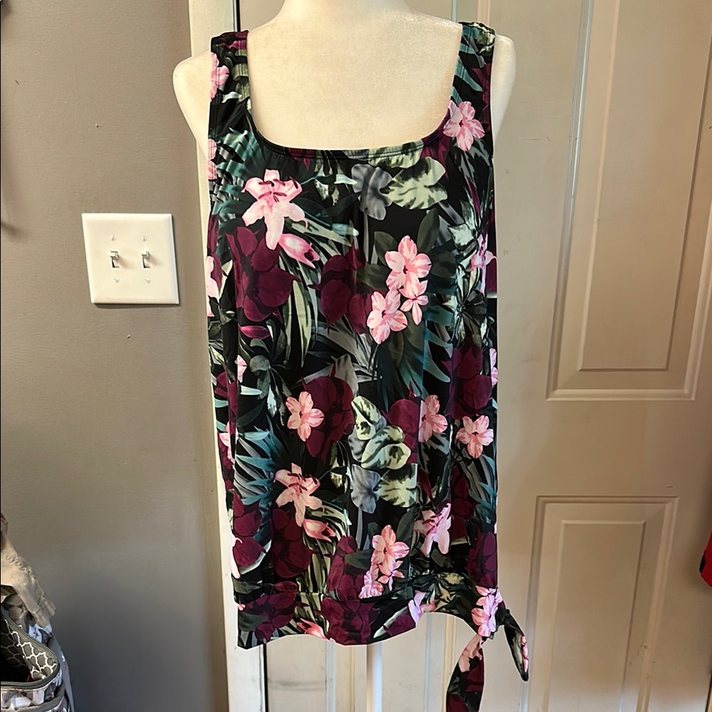 🎉HP🎉 Swimsuits For All Pink Relaxed Tie Front Swim Top - Picture 2 of 7